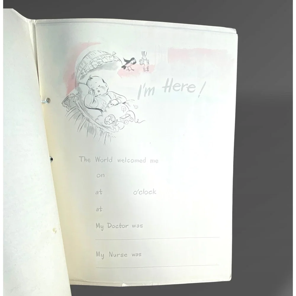 Baby's Own Memory Book 1950s MCM Unused Record Album Nursery Ephemera